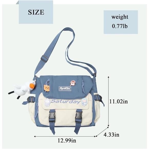 Women Crossbody Messenger Bag Kawaii Purse Cute Shoulder Bag Travel Work Casual - Picture 5 of 7